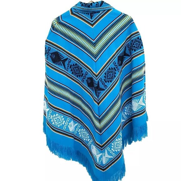 Artesanias Inca 100% Wool Fringed Cape Attached Scarf Hand Made in Ecuador - Picture 3 of 10